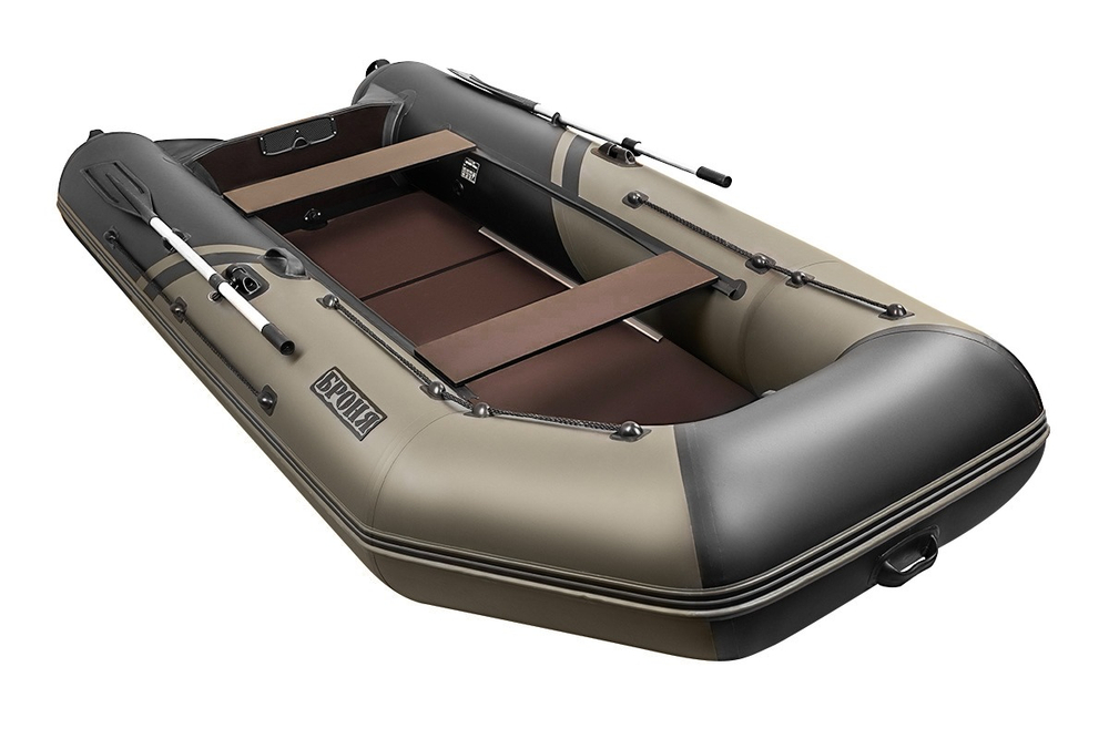 Броня-340 СК слань+киль хаки-черный (Лодка ПВХ под мотор с усилением)