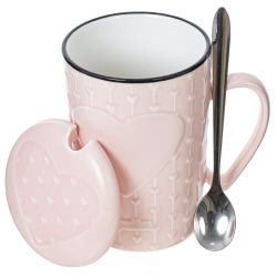 GAEM Кружка с крышкой и ложкой, 400 мл, L11,5 W8,5 H13 см, 4в.