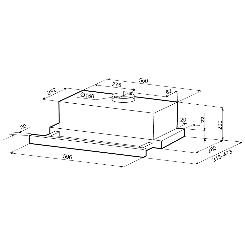 Встраиваемая вытяжка Krona KAMILLA TK 600 INOX (1 мотор)
