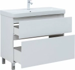 Тумба с раковиной Aquanet Вега 100 344125+329251 белая глянцевая