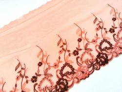 Вышивка на сетке, ПРАВАЯ, 19 см, оранжевый/коричневый,  (Артикул: VS-1029), м