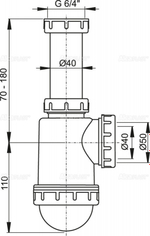 Сифон для мойки AlcaPlast A443-DN50/40