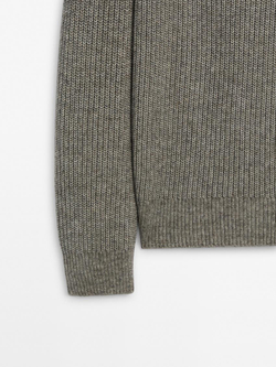 Massimo Dutti Свитер из смесового хлопка с воротником-стойкой, норка