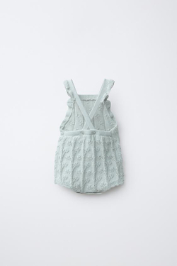 ZARA ВЯЗАНЫЙ КОМБИНЕЗОН ИЗ СМЕСОВОГО ЛЬНА, ПАСТЕЛЬНО-ЗЕЛЕНЫЙ