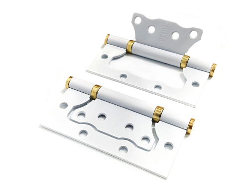 [ТОВАРА НЕТ В НАЛИЧИИ] Петля накладная Ренц IN100-2BB FH SW/PB безВР, цвет супер белый/латунь блестящая (гарантия - 12 месяцев)