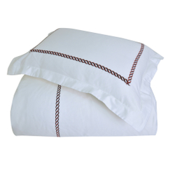 Постельное белье 2 спальное евро Casual Avenue Messina белое с темно-синим и красным