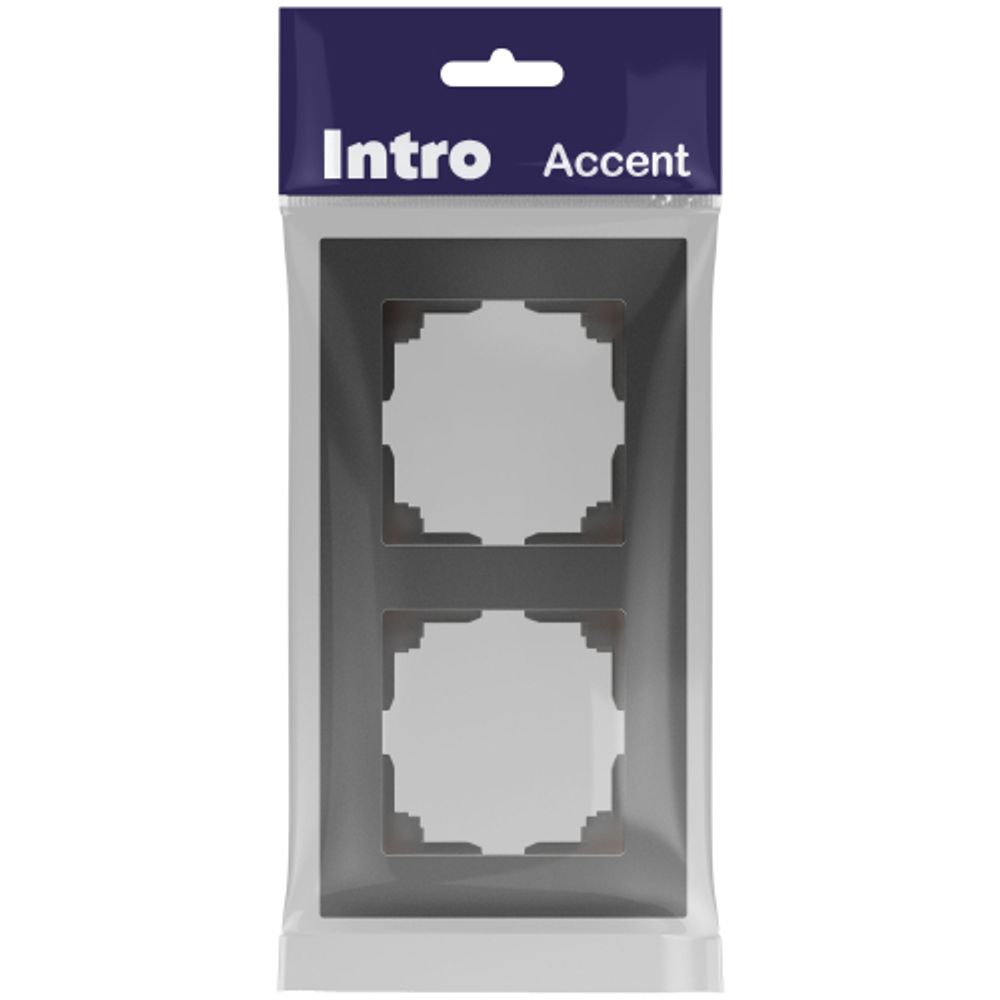 Рамка для розеток и выключателей Intro Accent 6-502-07 на 2 поста, СУ, графит