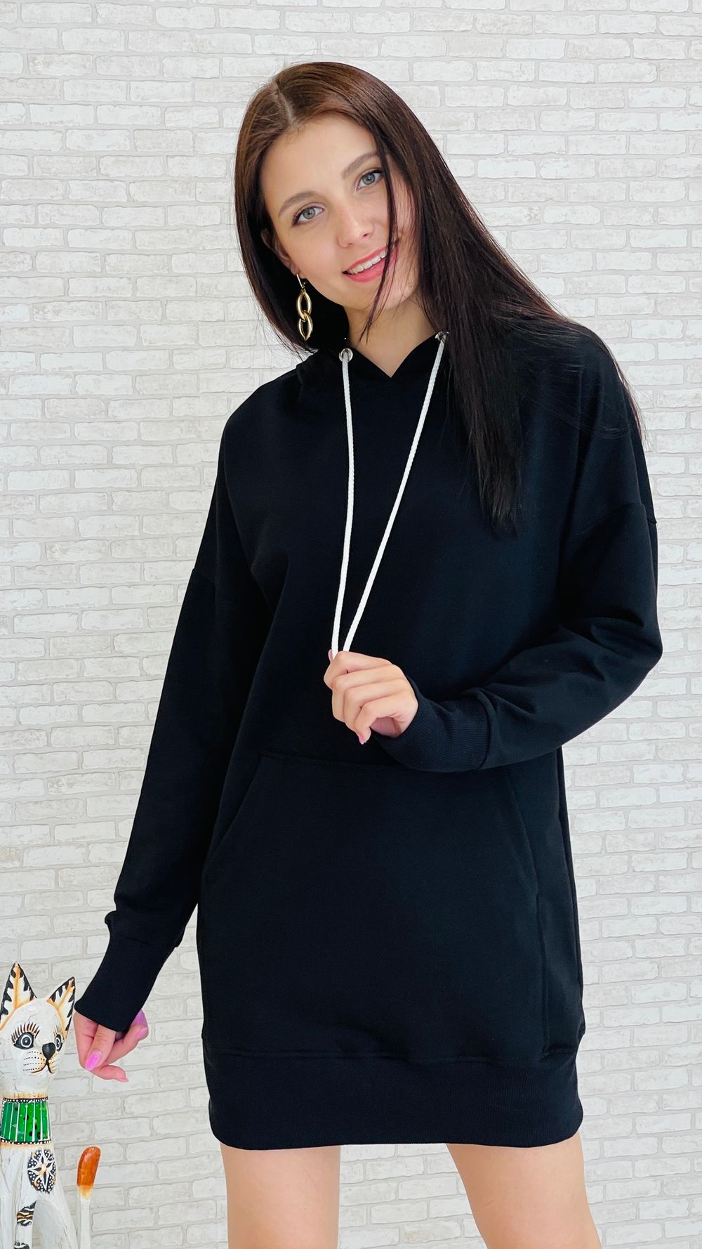 Толстовка-туника МС-1017 (чёрный)