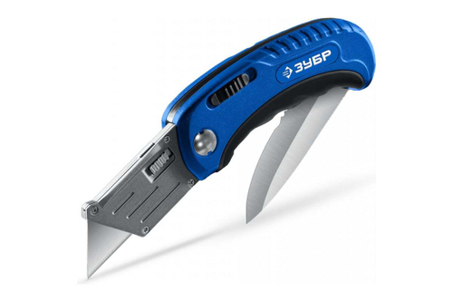 Универсальный складной нож ЗУБР Компакт-2-А24 2-в-1 с трапециевидным лезвием 09227