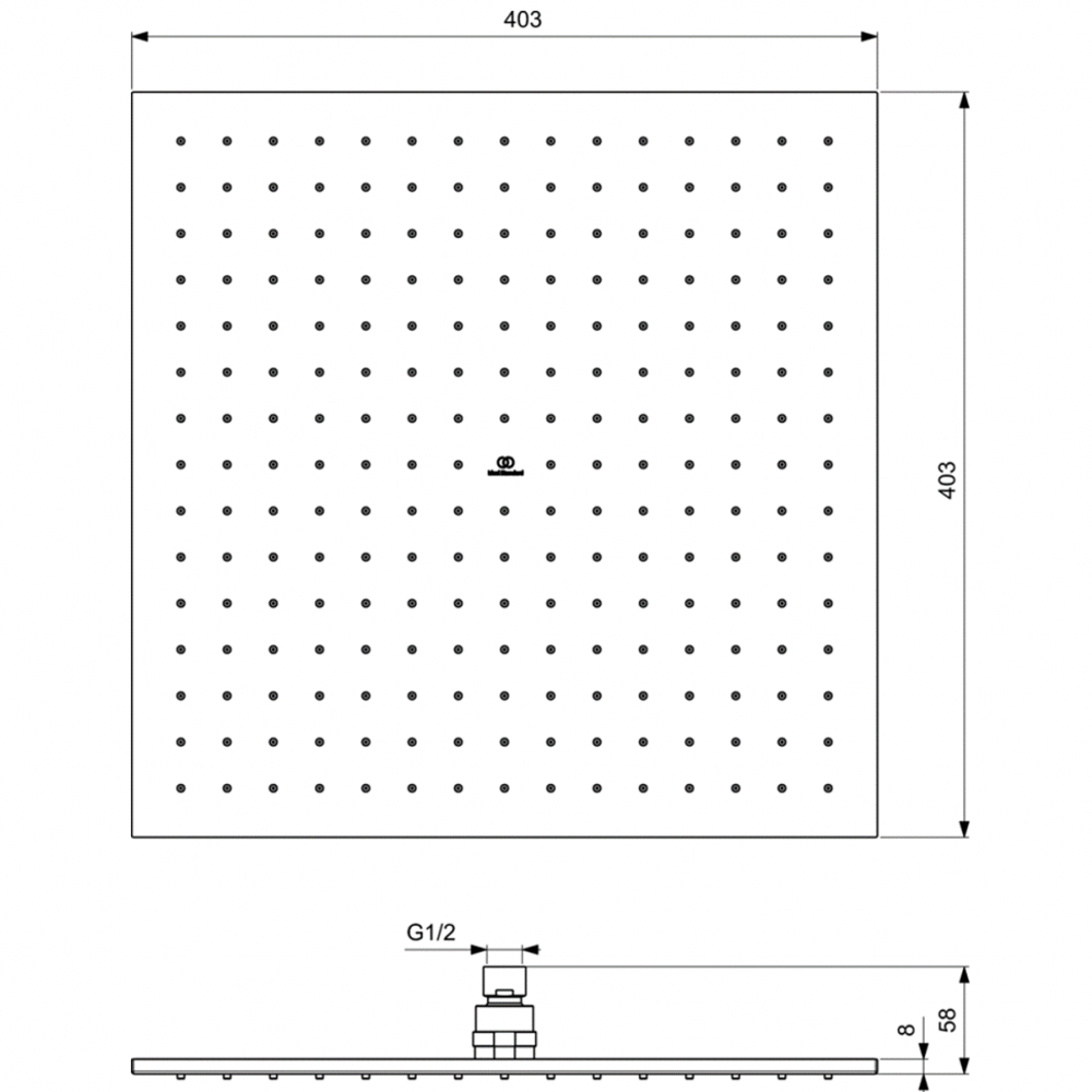 Квадратный верхний душ 400 мм Ideal Standard IDEALRAIN A5806A5