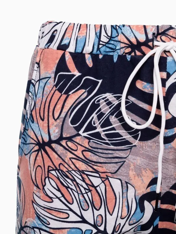 Брюки женские с принтом, цвет белый/розовый, размер 52