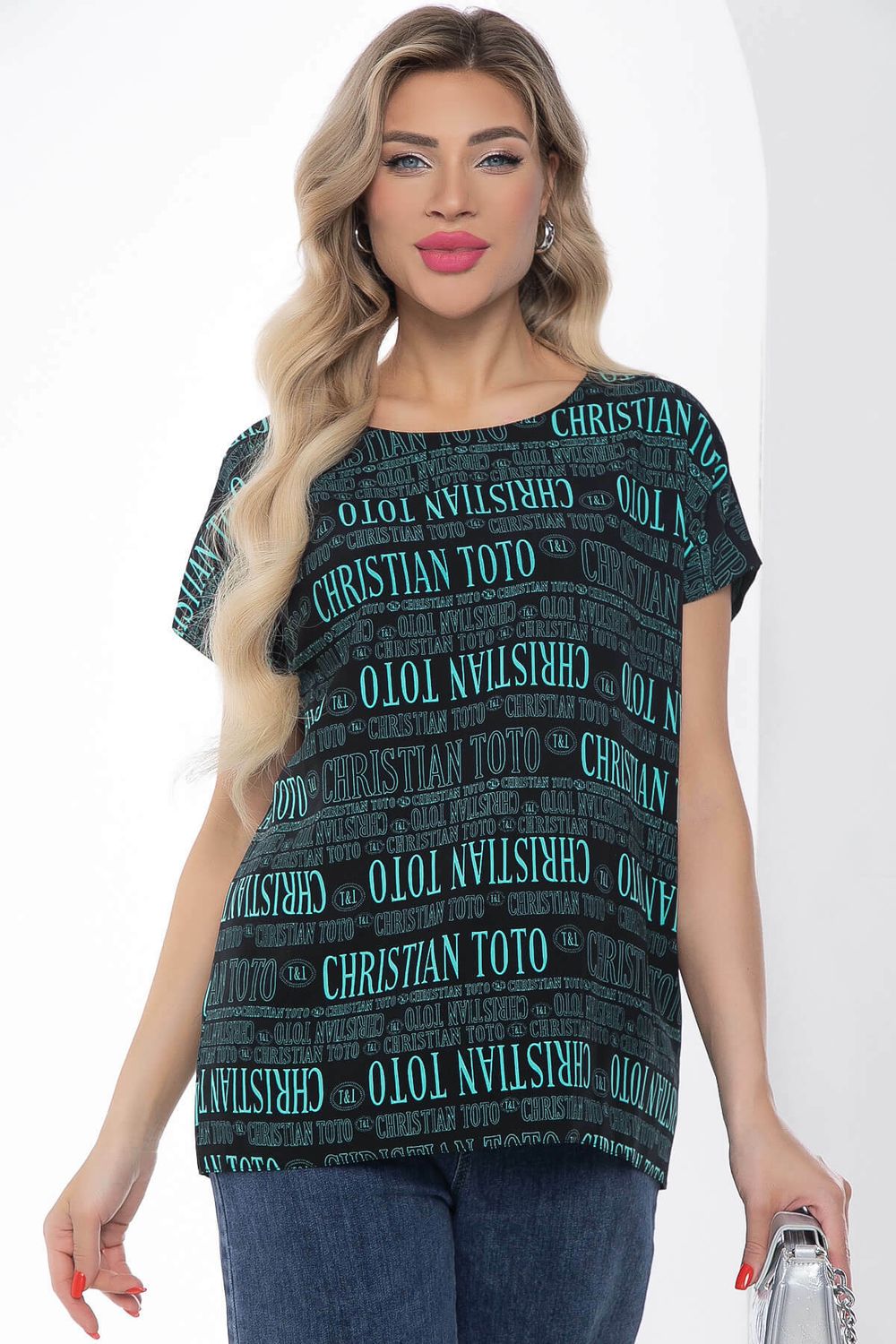 Блуза "Альбина" (черно-бирюзовая) Б8775 LT Collection