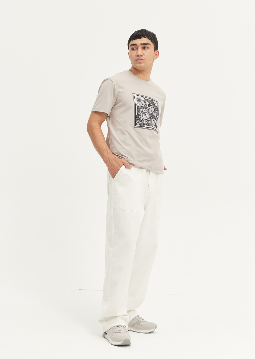 Мужская футболка серая, (принт 72-02), р.XL