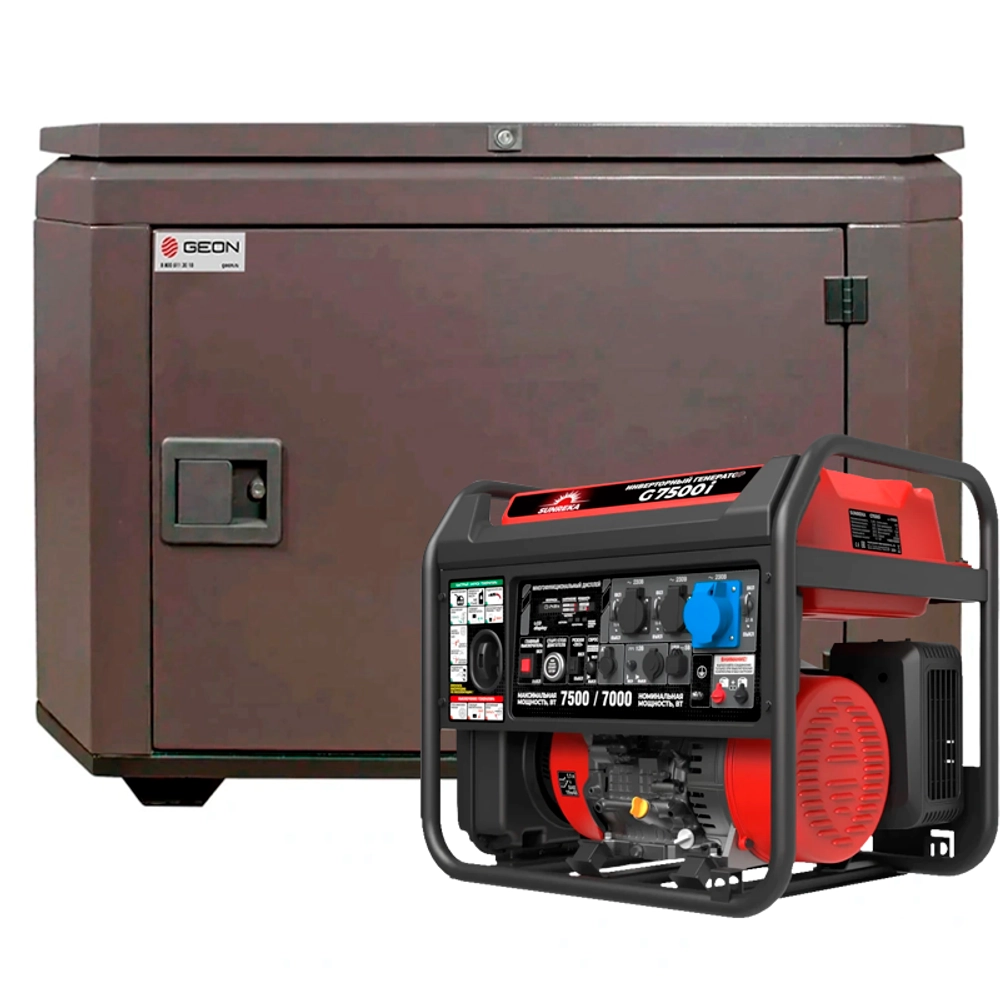 Генератор бензиновый инверторный SUNREKA G7500i с кожухом Geon 1200 RAL 8019