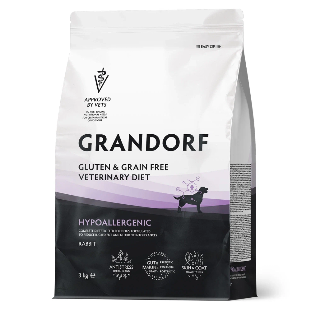 Корм для собак GRANDORF VETERINARY DIET Dog HYPOALLERGENIC диетический с пищевой аллергией или непереносимостью, кролик 3кг