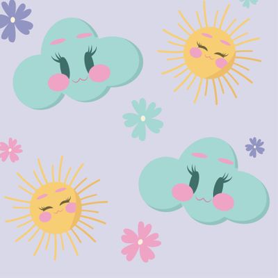 Солнце, облака и цветы