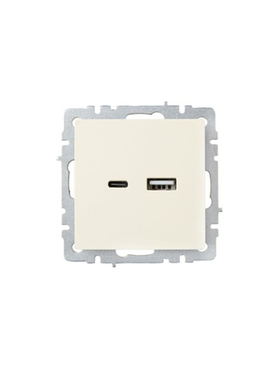 Розетка BRITE USB A+C 18Вт РЮ11-1-БрКр механизм беж. IEK BR-U22-018-K10