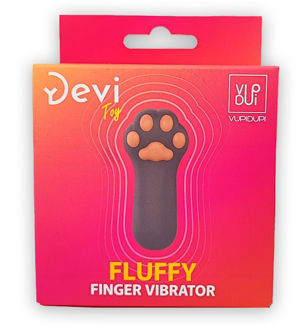 Насадка на палец в форме лапки Finger Vibrator Fluffy (Цвет: серый)