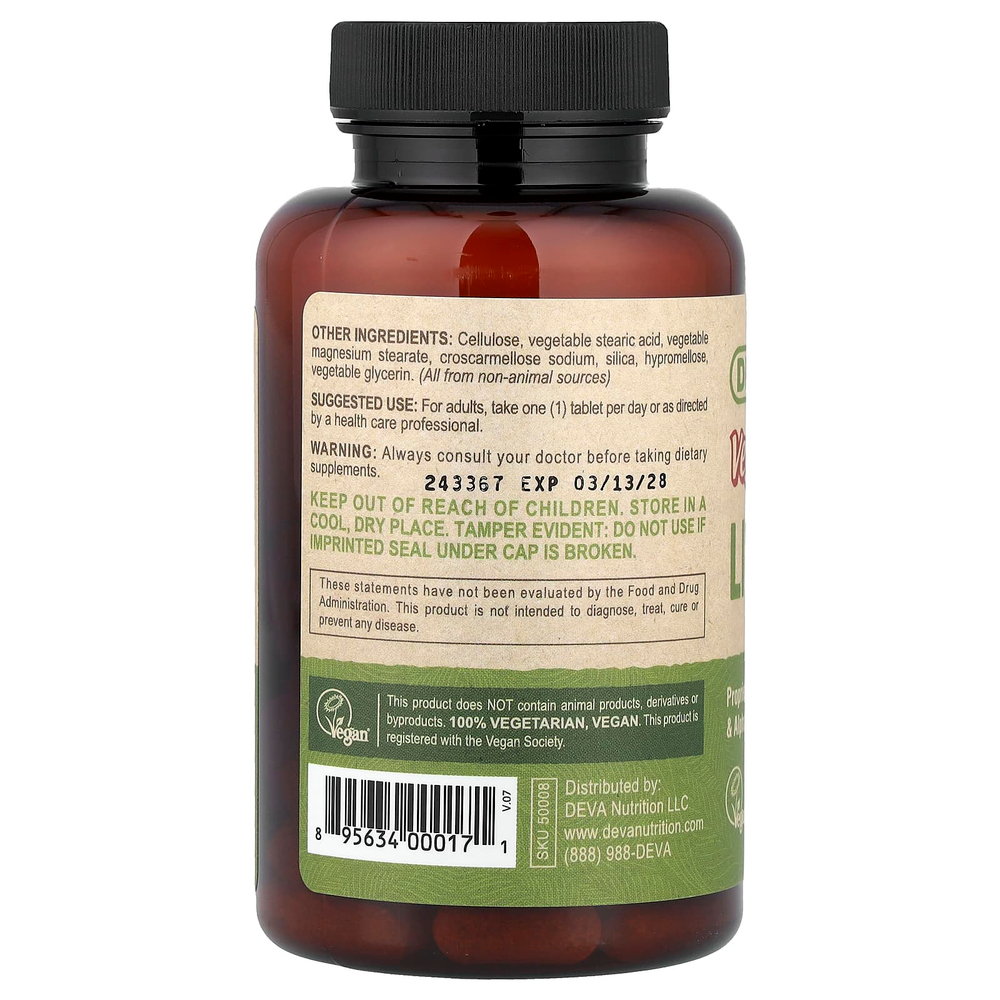 Deva, Vegan Liversup™, 675 мг, 90 таблеток