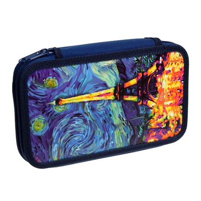 Пенал на молнии Calligrata Париж канцтовары, 190х110 мм, 2 отделения, с рисунком, 1 шт