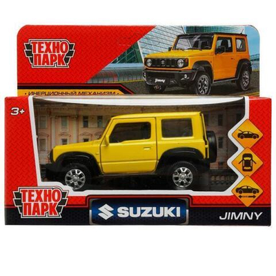 Модель ин. мет. "Suzuki Jimny" 11.5см, двер, баг, желт, коробка JIMNY-12-YEBK (Технопарк)