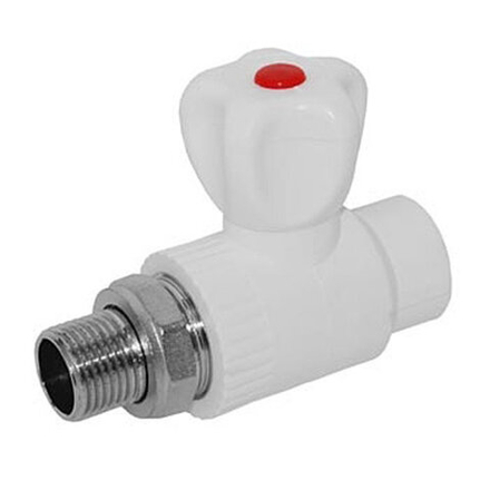 Кран полипропиленовый шаровый прямой для подключения радиатора PN25 d25х3/4" наружная резьба