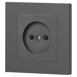 Розетка Intro Accent 6-201-07 2P 16А-250В IP20 СУ AL/CU графит