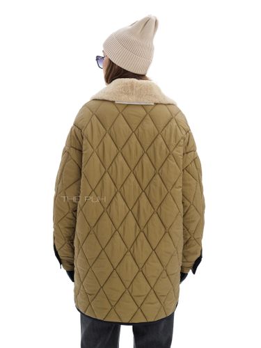 Удлиненная двусторонняя куртка с меховым воротником