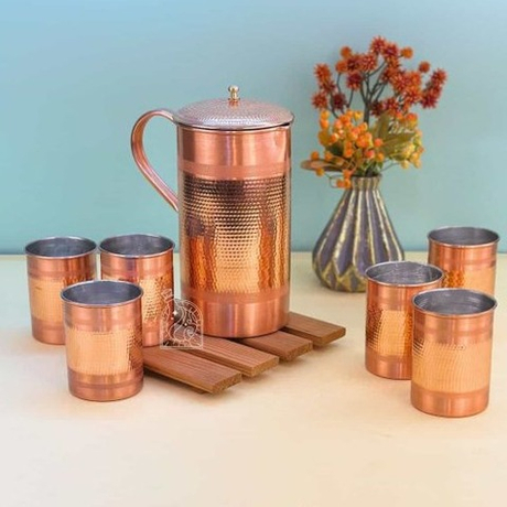Медный сервировочный набор кувшин и 6 стаканов Exirmes 30220310 Иран