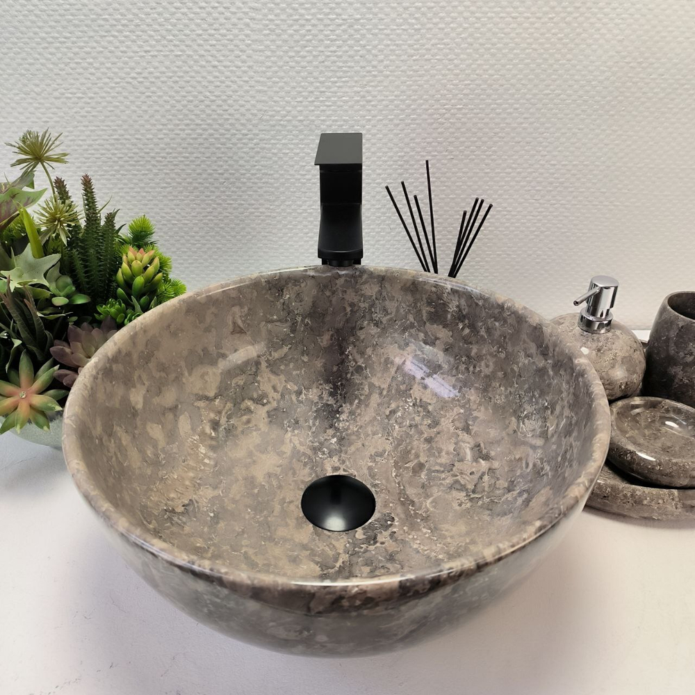 Раковина из мрамора Bowl Grey Tin Lip BM-62988 40*40*17 53