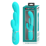 Аквамариновый мультифункциональный вибратор Shania - 22,2 см. (Цвет: аквамариновый)