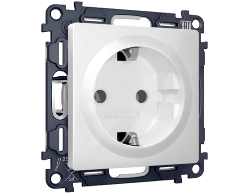 MA126010 Комплект механизма электрической розетки ALFA Белый матовый с/з на винтовых зажимах QUANT (AP1260, VM141)