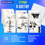 Тетради предметные комплект 12 ПРЕДМЕТОВ 48 л. матовая ламинация BRAUBERG "BLACK&WHITE" (2 штуки в упаковке)