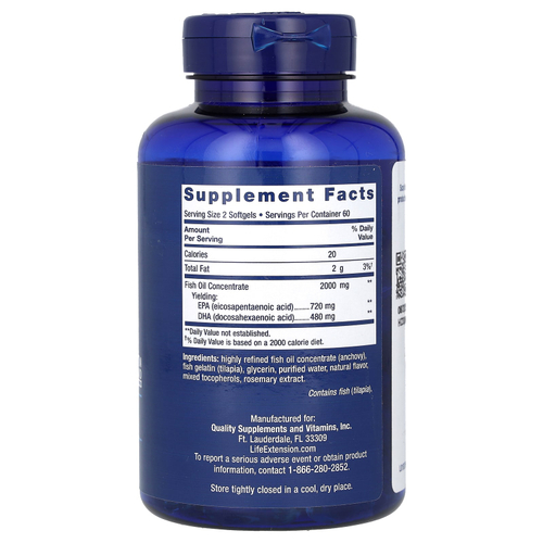 Life Extension, Mega EPA/DHA, ЭПК и ДГК, 120 капсул (1000 мг в 1 капсуле)