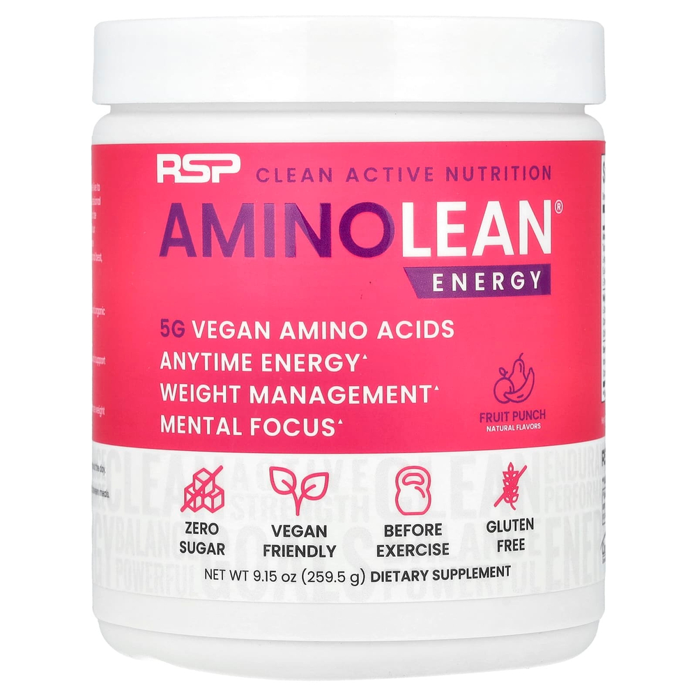 RSP Nutrition, AminoLean, смесь для приготовления энергетических напитков, фруктовый пунш, 270 г (9,52 унции)