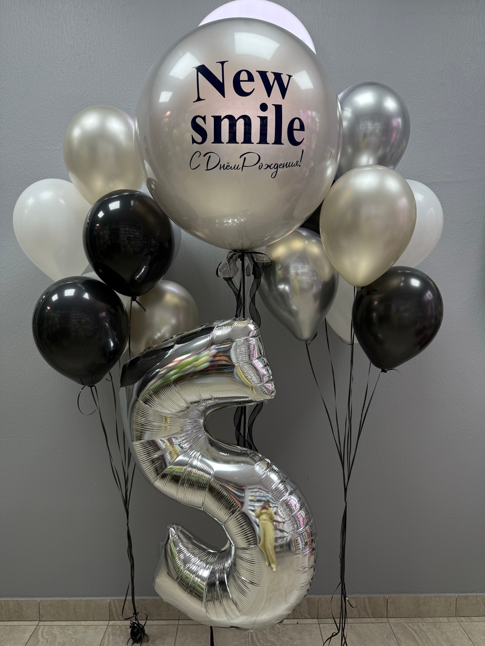 Набор шаров серебро и черный #8