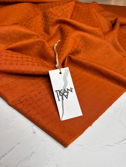 Костюмно-плательная однотонная жаккардовая шерсть с узором (COMME DES GARÇONS, 100%шерсть, Оранжевая охра, 142, 264 гр/м2)