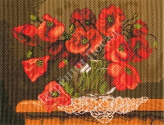 "Натюрморт с маками"-1813 канва с рисунком