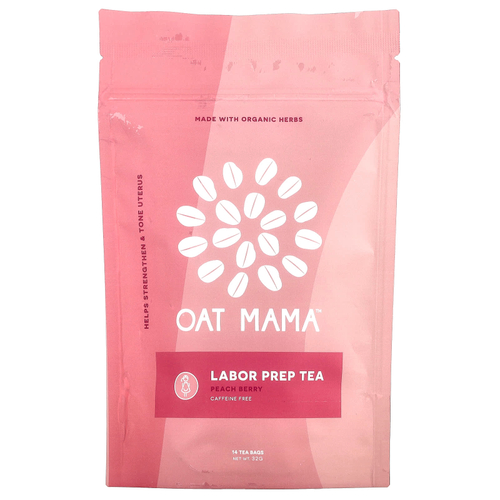 Oat Mama, Labor Prep Tea, персик, без кофеина, 14 чайных пакетиков, 32 г