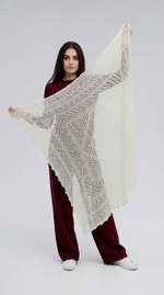 Оренбургский пуховый платок П4-110-02 экрю