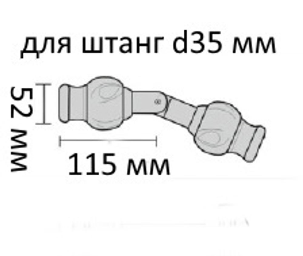 Эркерный соединитель для деревянных штанг Винтаж d35 мм, цвет зеленый/патина