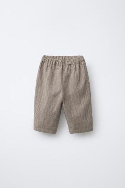 ZARA БРЮКИ В КЛЕТКУ ВИШИ, ЧЕРНЫЙ/ЭКРЮ