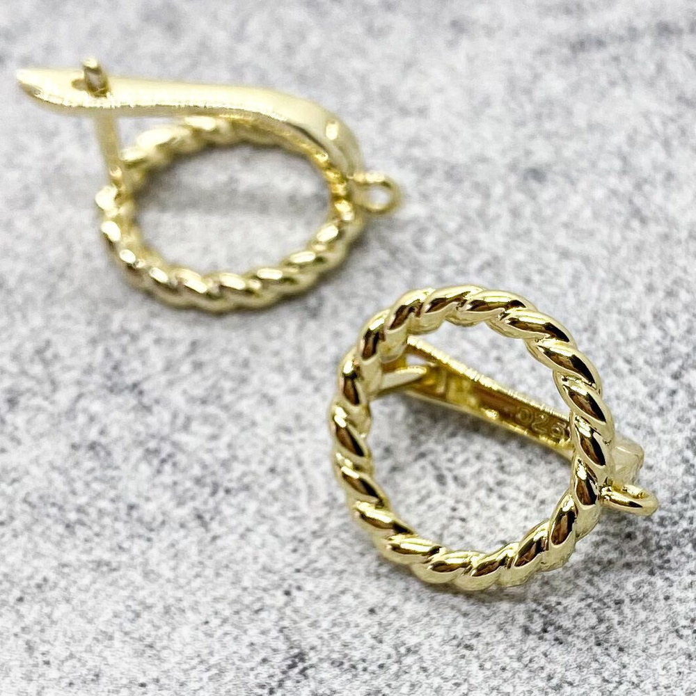 Ювелирные швензы с позолотой, размер 15*17 мм, цена за пару