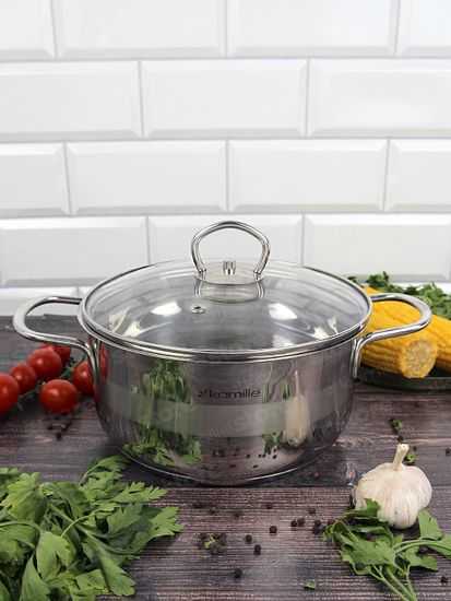 Кастрюля 3 л. из нержавеющей стали Kamille KM 5413 с крышкой