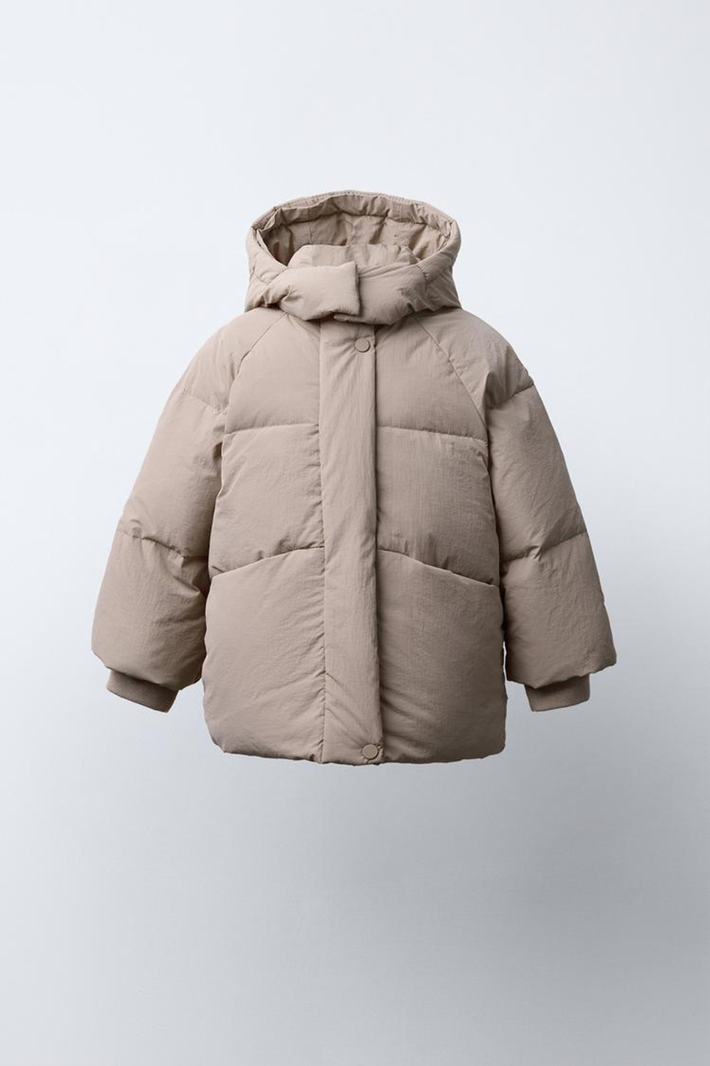 ZARA ПУХОВИК WATER REPELLENT С ОТСТЕГИВАЮЩИМСЯ МЕХОВЫМ КАПЮШОНОМ, БЕЖЕВЫЙ