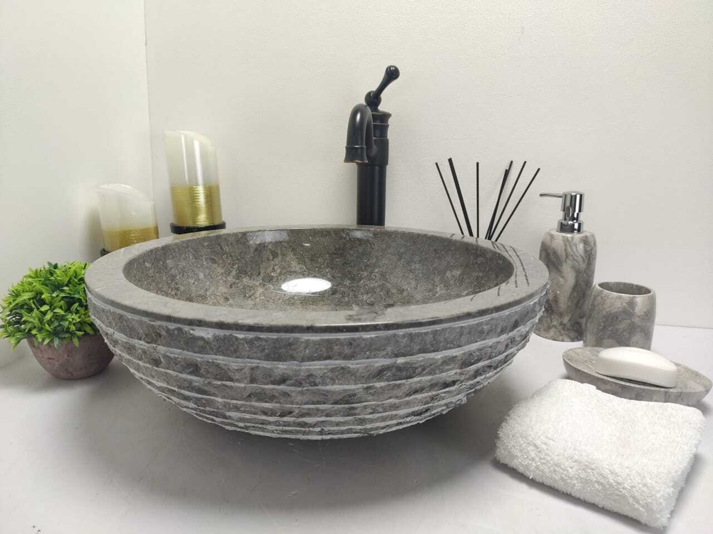 Раковина из мрамора Bowl Grey Marmo Medium BM-60034 45*45*15
