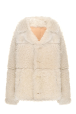 Двусторонняя бежевая шуба-дублёнка