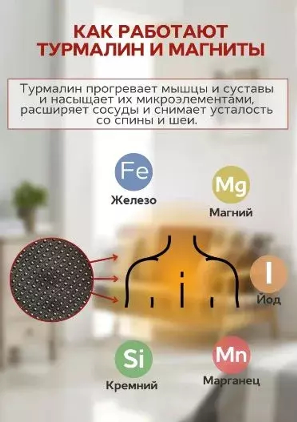 Накидка на плечи с турмалином и магнитами