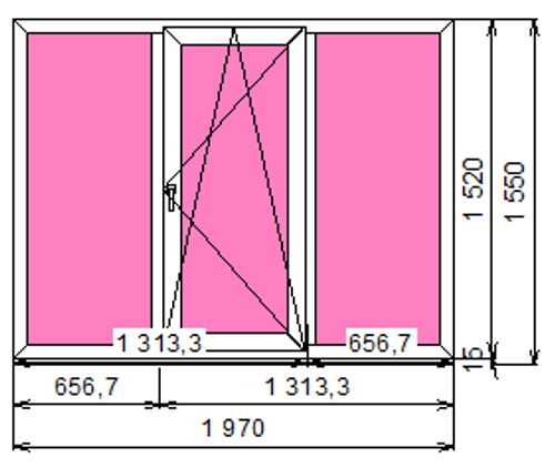 Пластиковое окно 1520 х 1970 ТермА Эко