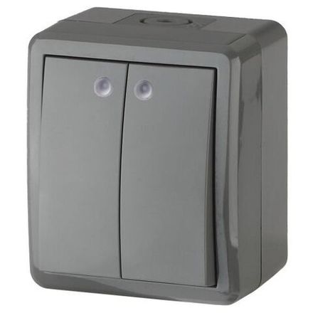 Выключатель 2-кл. ОП Эра Эксперт 10А IP54 11-1405-03 250В 10AX с подсветкой сер. Эра Б0020678